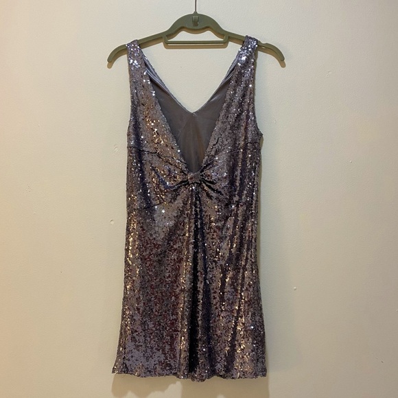 Sequined Mini Dress with Bow Tie Back - S - Picture 2 of 6